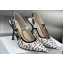 Dior Heel 9.5cm J'Adior Dioramour Slingback Pumps in White Cotton with Embroidered Black and Red Je Vous Adore Motif 2024