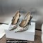 Dior Heel 9.5cm J'Adior Dioramour Slingback Pumps in White Cotton with Embroidered Black and Red Je Vous Adore Motif 2024