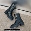 Dior Heel 3cm D-Strike Ankle Boots in Black Matte Calfskin and White Resin Pearls 2024