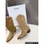 Celine Heel 4.5cm Mid High Boots In Suede Apricot 2024
