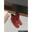 Miu Miu Crystal Heel Suede Leather Ankle Boots Red 2024