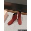 Miu Miu Crystal Heel Suede Leather Ankle Boots Red 2024
