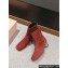 Miu Miu Crystal Heel Suede Leather Ankle Boots Red 2024