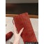 Miu Miu Crystal Heel Suede Leather High Boots Red 2024