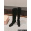 Miu Miu Crystal Heel Suede Leather High Boots Black 2024