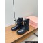 Miu Miu Lace-up Leather Ankle Boots Black 2024