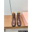 Miu Miu Lace-up Leather Ankle Boots Brown 2024