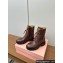 Miu Miu Lace-up Leather Ankle Boots Brown 2024