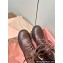 Miu Miu Lace-up Leather Ankle Boots Brown 2024