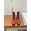 Celine Heel 5cm Triomphe Rangers Mid Lace-Up Boots In Shiny Bull Red 2024