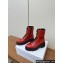 Celine Heel 5cm Triomphe Rangers Mid Lace-Up Boots In Shiny Bull Red 2024