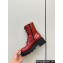 Celine Heel 5cm Triomphe Rangers Mid Lace-Up Boots In Shiny Bull Red 2024