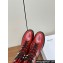 Celine Heel 5cm Triomphe Rangers Mid Lace-Up Boots In Shiny Bull Red 2024