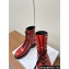 Celine Heel 5cm Triomphe Rangers Mid Lace-Up Boots In Shiny Bull Red 2024