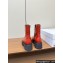 Celine Heel 5cm Triomphe Rangers Mid Lace-Up Boots In Shiny Bull Red 2024