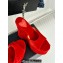 Alaia Heel 13.5cm Platform 3cm velvet Wedge Mules Cherry Red 2024