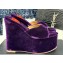 Alaia Heel 13.5cm Platform 3cm velvet Wedge Mules Purple 2024