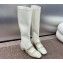 Dior Heel 3.5cm Belle-D Heeled Boots in White Patent Calfskin and Gold-Finish Studs 2024