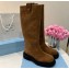 Prada Suede Calfskin High Boots Brown 2024