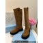 Prada Suede Calfskin High Boots Brown 2024