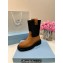 Prada Calfskin and Re-Nylon Ankle Boots Brown 2024