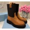 Prada Calfskin and Re-Nylon Ankle Boots Brown 2024