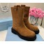 Prada Suede Calfskin Ankle Boots Brown 2024