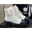 Chanel Lambskin Quilting Chain CC Logo Combat Boots White 2024