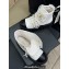 Chanel Lambskin Quilting Chain CC Logo Combat Boots White 2024