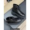 Chanel Crinkled Calfskin Quilting Combat Boots Black 2024