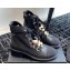 Chanel Calfskin, Grosgrain, Imitation Pearls, Strass & Metal Combat Boots G45856 Black 2024
