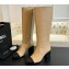 Chanel Heel 7cm Calfskin High Boots G45977 Beige 2024