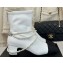 Chanel Heel 5cm Stretch Lambskin, Grosgrain, Imitation Pearls & Metal Short Boots G45794 White 2024