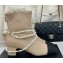 Chanel Heel 5cm Stretch Lambskin, Grosgrain, Imitation Pearls & Metal Short Boots G45794 Beige 2024