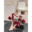 Chanel Velvet Camellia Sandals G45928 Burgundy 2024