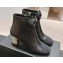 Chanel Heel 7cm Lambskin & Grosgrain Short Boots G45695 Black 2024