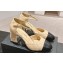 Chanel Metal Heel Mary Janes G45235 Quilting Leather Beige 2024