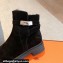 Hermes Veo ankle boots in monochrome suede calfskin Black and lined with woolskin 2024