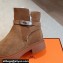 Hermes Veo ankle boots in monochrome suede calfskin Brown and lined with woolskin 2024