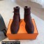 Hermes Veo ankle boots in monochrome suede calfskin Burgundy and lined with woolskin 2024