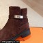 Hermes Veo ankle boots in monochrome suede calfskin Burgundy and lined with woolskin 2024