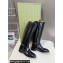 Gucci Heel 2.5cm Buckle-Detail Knee-Length Boots in Brushed Leather Black 2024