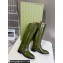Gucci Heel 2.5cm Buckle-Detail Knee-Length Boots in Brushed Leather Green 2024