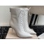 Jimmy Choo Heel 9.5cm Scarlett Ankle Boots in White Nappa Leather 2024