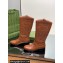 Gucci Heel 4cm Women's Boots with Double G and Studs in Lizard-print Leather Brown 2024