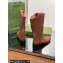 Gucci Heel 4cm Women's Boots with Double G and Studs in Lizard-print Leather Brown 2024