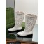 Gucci Heel 4cm Women's Boots with Double G and Studs in Lizard-print Leather White 2024