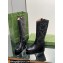 Gucci Heel 4cm Women's Boots with Double G and Studs in Lizard-print Leather Black 2024