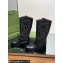 Gucci Heel 4cm Women's Boots with Double G and Studs in Lizard-print Leather Black 2024