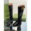 Gucci Heel 3.5cm Women's Retro G Boots in Crinkle Patent Leather Black 2024